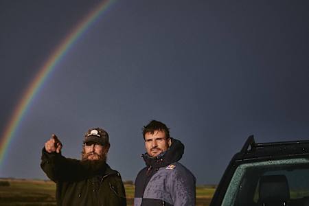 Horacio Llorens and Ornitologist Frands Soberra in Tøndermarsken, Denmark.