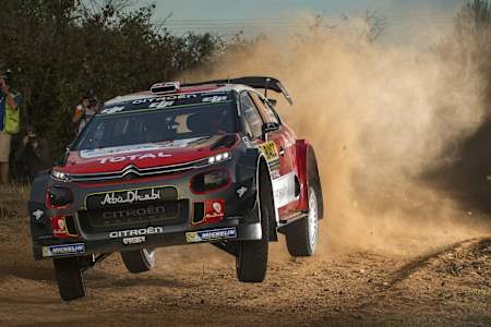 Kris Meeke performs during FIA World Rally Championship 2017 Spain in Salou, Spain on October 5, 2017.