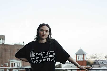 Emma Olson, aka Umfang, poses for a picture in Montreal, Canada.