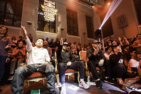 Judges Hongten, Bboy Mounir and Intact during the Red Bull BC ONE Cypher Madrid, Spain on March 31, 2018.