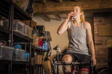 Tahnée Seagrave warming up during the downhill World Cup off-season.