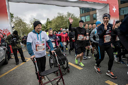David Mzee of Switzerland performs during the sixth edition of the Wings for Life World Run in Zug, Switzerland on May 5, 2019.