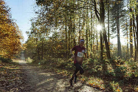 Participant performs during Red Bull Robin Hood at the Sherwood Forest, Nottinghamshire, United Kingdom on November 1, 2015.