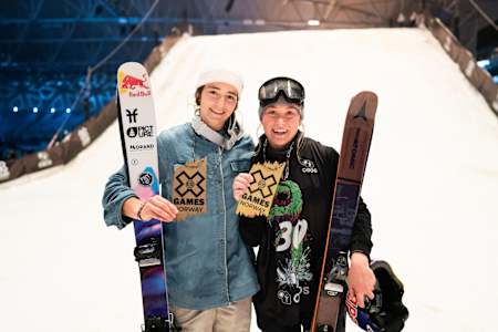 Tess Ledeux and Mathilde Gremaud with their Winter X Games medals