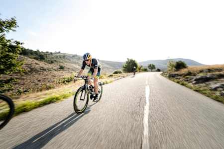 Sebastian Kienle training for Ironman 70.3 World Championship in Nice seen front on, France on September 5, 2019