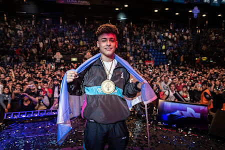 MC Trueno poses for a portrait during the Red Bull Batalla de los Gallos National Final in Buenos Aires, Argentina on October 20, 2019.