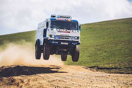 The Kamaz truck flying through the air