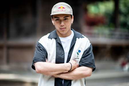 B-Boy Issei poses for a portrait during the Red Bull Dancers Tour in Tokyo, Japan on July 3, 2019