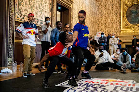 Diablo and Stalamuerte are seen at the Theatre du Chatelet in Paris during Red Bull Dance Tour in Paris, France on October 4, 2020.