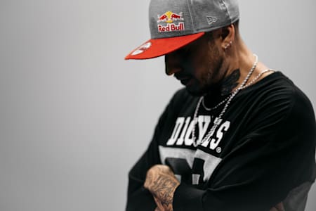 Poppin C poses for a portrait at the Red Bull Media World in the Swiss Museum of Transport in Lucerne, Switzerland on July 15, 2020