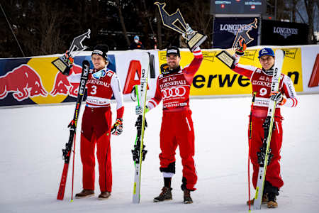 Das Super G Siegere-Podest