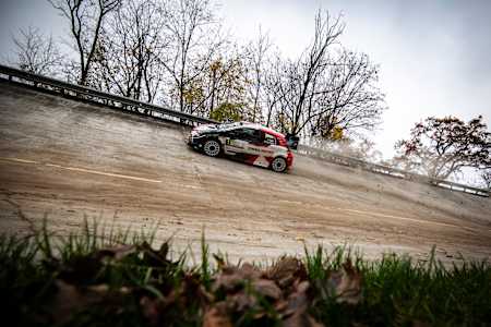 Sebastien Ogier of team TOYOTA GAZOO RACING WRT performing during the World Rally Championship Italy in Monza, Italy on November 19, 2021.