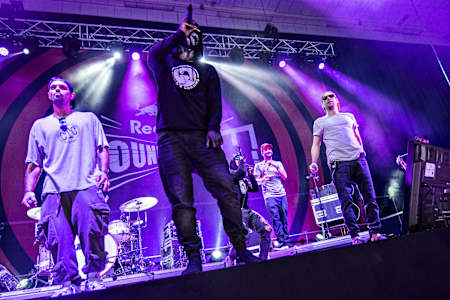 CTC and Carla's Dreams perform during the Red Bull SoundClash in Bucharest, Romania on September 28, 2017.