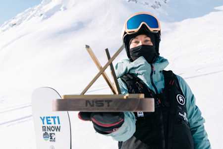 Women's champion Robin Van Gyn poses for a portrait at Red Bull Natural Selection Tour at Tordrillo Mountain, Alaska, USA on 23 March, 2021.