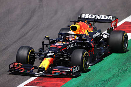 Max Verstappen of Red Bull Racing RB16B Honda on track during the F1 Grand Prix of Portugal at Autodromo Internacional Do Algarve on May 2, 2021.