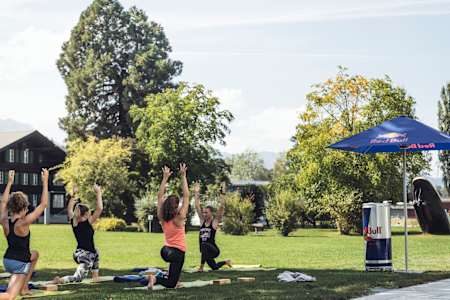 Yoga practioners at a camp in Switzerland