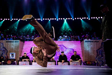 Menno of the Netherlands competes at the Red Bull BC One World Final at NSCI in Mumbai, India on November 9, 2019