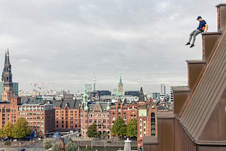 Freerunner Jason Paul seen during Jason Paul's Wild Phone Chase in Hamburg, Germany on September 11-13, 2020.
