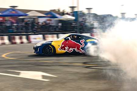 Abdo Feghali performs during Red Bull Car Park Drift