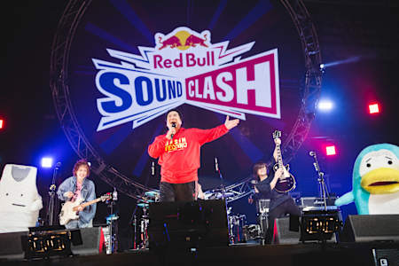 okazakitaiiku and yabai T-shirts yasan perform during the Red Bull SoundClash in Chiba, Japan on April 2, 2022.