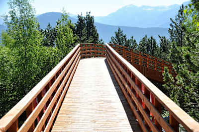 An image of a wooden bridge at Vallnord Bikepark.