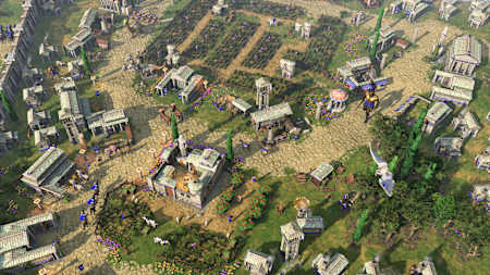 Captura de pantalla de Age of Mythology: Retold muestra una base griega.