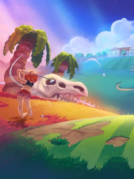 Artwork of a landscape in the Nintendo Switch game Golf Story.