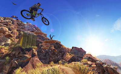 Screenshot of a bike in mid-air in Bike Unchained 2