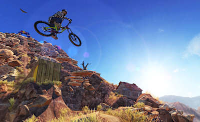 Captura de pantalla de una bicicleta en el aire en Bike Unchained 2.