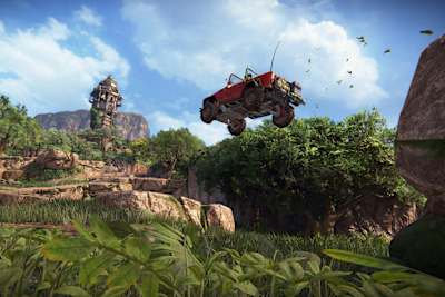 Un 4x4 dans la jungle dans le nouveau jeu vidéo Uncharted: The Lost Legacy PS4 sur PlayStation 4.