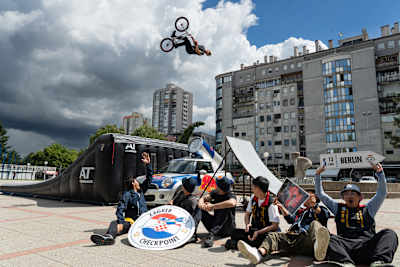 Red Bull Can You Make It? teams watch a demo at the checkpoint in Zagreb, Croatia on May 23, 2024. 