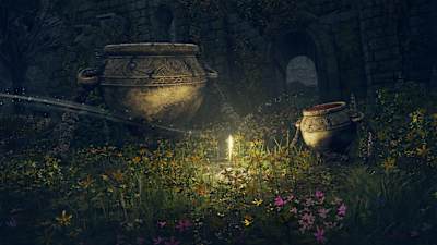 An image showing the Living Jars from the role-playing game Elden Ring.
