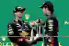 Max and Checo celebrate their podiums together in 2023
