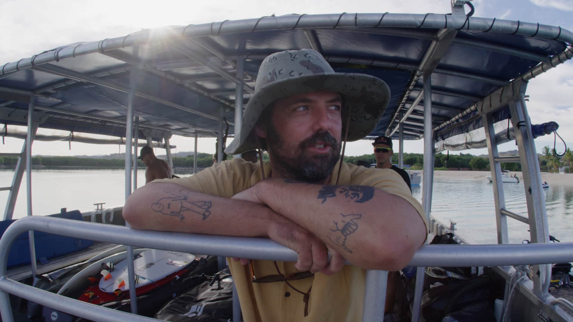 Ashton Goggans on a boat in Fiji. 