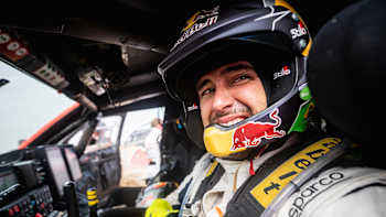 Lucas Moraes (BRA) of team Overdrive Racing is seen at the finish line of Rally Dakar 2023 in Dammam, Saudi Arabia, on January 15, 2023