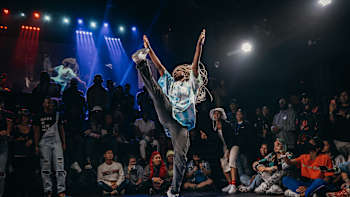 Competitor Toyin competes at the Red Bull Dance Your Style National Pre-Finals in New Orleans, USA on May 21, 2022.