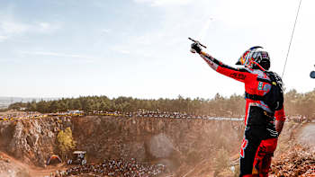Manuel Lettenbichler seen during the eighth stop of the FIM Hard Enduro World Championship – 24MX Hixpania Hard Enduro in Aguilar de Campoo, Spain, on October 9, 2022.