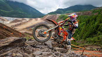 Manuel Lettenbichler aus Deutschland beim Red Bull Erzbergrodeo auf dem Erzberg in Eisenerz, Österreich, am 11. Juni 2023.
