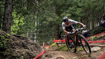 Nino Schurter performs at the UCI XCO World Cup in Lenzerheide, Switzerland on June 11, 2023