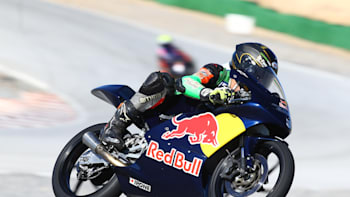 Rocco Landers tritt während der Red Bull MotoGP Rookies Cup Selection in Guadix, Spanien, am 16. Oktober 2019 auf.