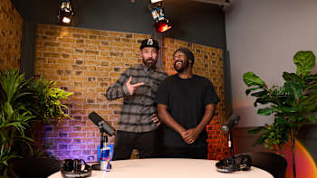 Rob Warner and Eliot Jackson recording Just Ride Season 2 Podcast in London