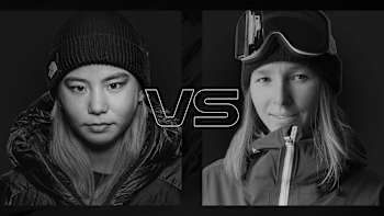 Snowboarders Aya Sato from Japan and Šárka Pančochová from Czech face off in Myoko Resort, Niigata, Japan.