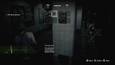 Captura de pantalla del inventario de Resident Evil 3: Remake.