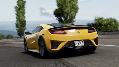 Project Cars 3 : Une voiture Acura NSX roule sur une route de Toscane dans le jeu vidéo de course qui sortira le 28 août 2020 sur PC, PlayStation 4 et Xbox One.