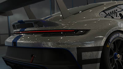 Screenshot from Assetto Corsa EVO shows the rear of a Porsche. 