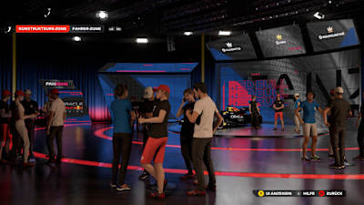 Screenshot from F1 24 shows the Fanzone lobby.