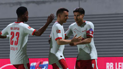 RB Leipzig players celebrate a goal in FC 26.