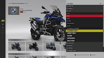 Categorías de motos en The Crew Motorfest. 