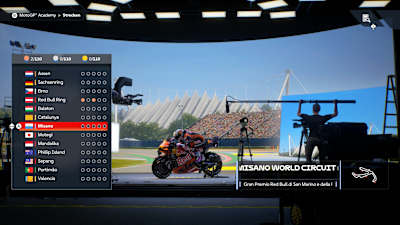 Captura de pantalla de MotoGP 25 que muestra la MotoGP Academy.