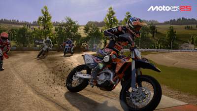 Screenshot aus MotoGP 25 zeigt ein Flat-Track-Rennen.